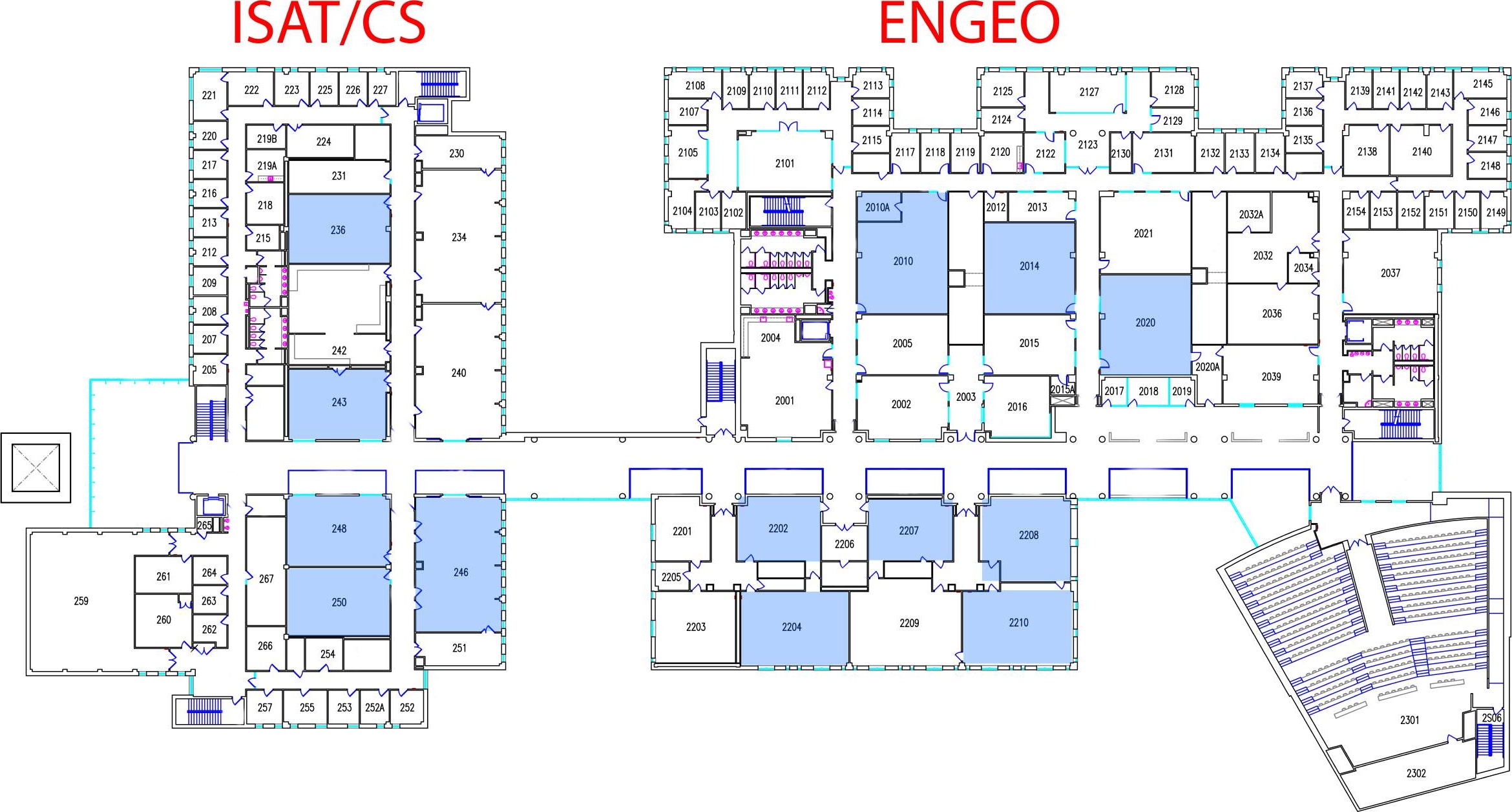 Floor plan of 2nd floor King Hall and EnGeo
