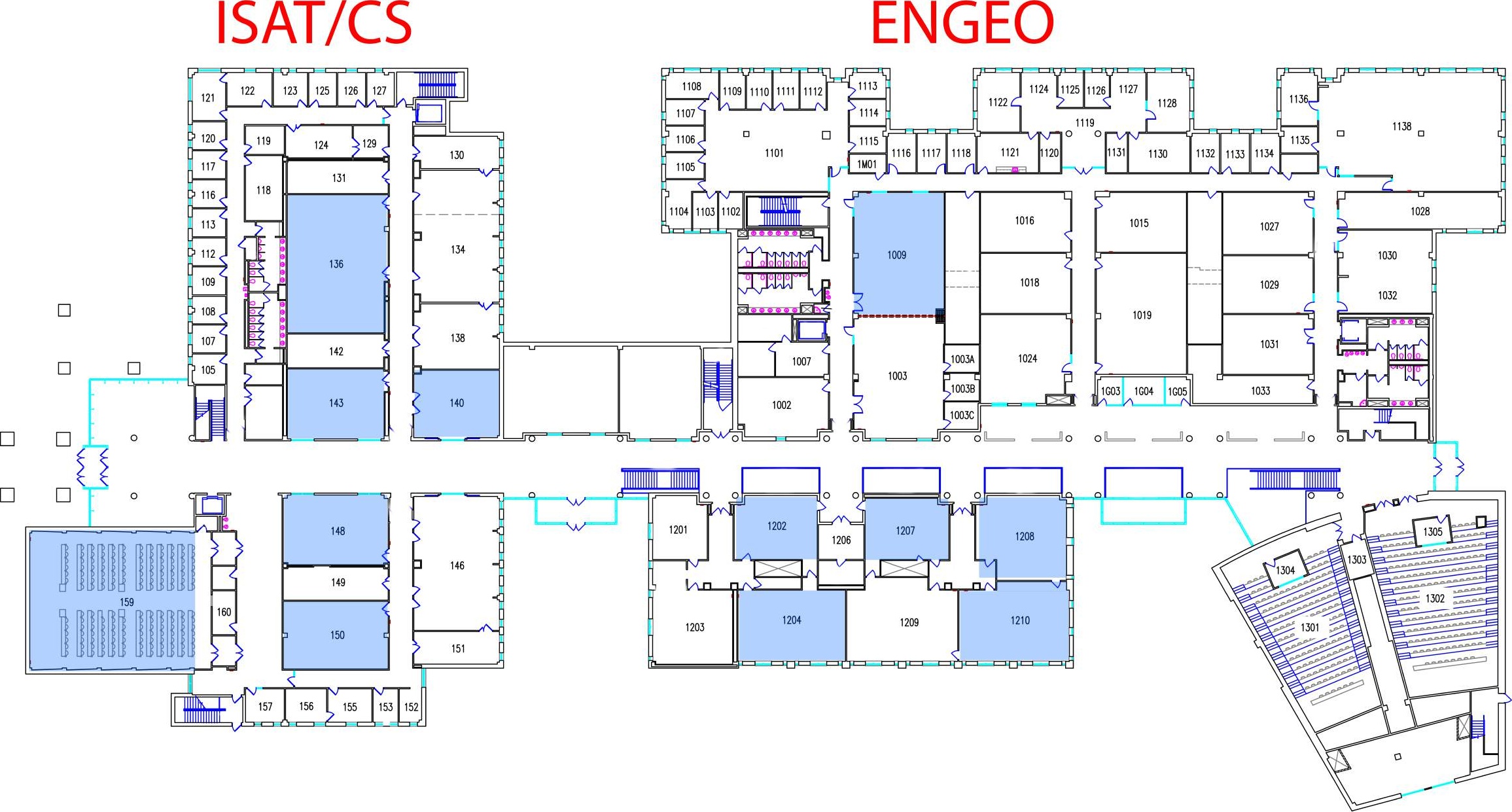Floor plan of 1st floor King Hall and EnGeo